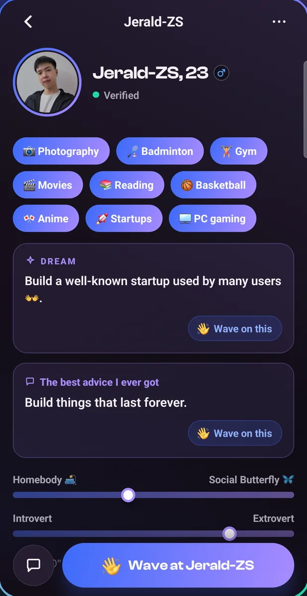 A verified ZSocial profile